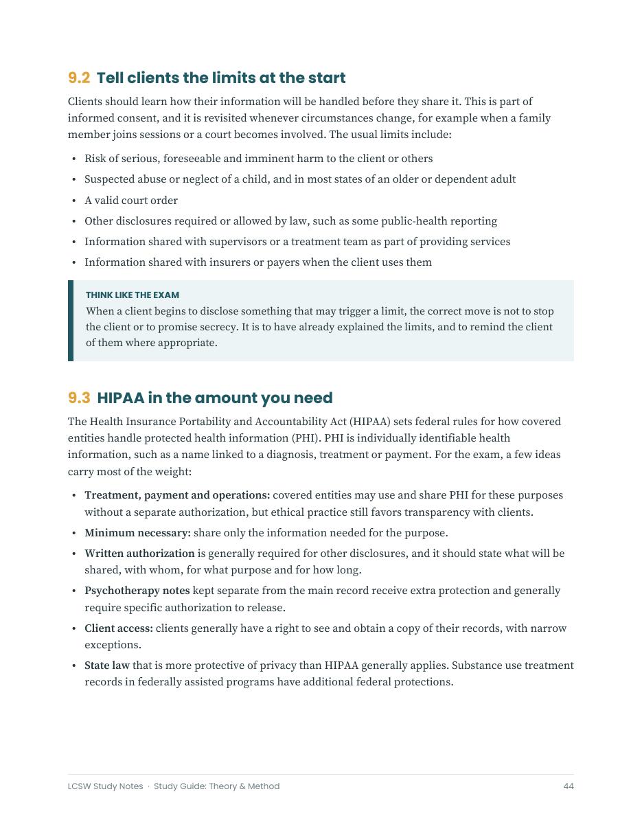 Study guide page: Confidentiality and Its Limits